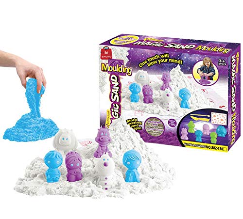 Magic Sand Clay Toy Mould Cartoon Character Figure with 3 Different Colour Compound Sand 750G Games for Kids Children, Purple, Blue, Pista