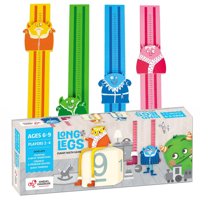 Chalk and Chuckles Long Legs Addition and Subtraction Maths Fun Educational STEM Game for Age 6-9 Years Old Boys and Girls -Multicolor,for 5 Years and up