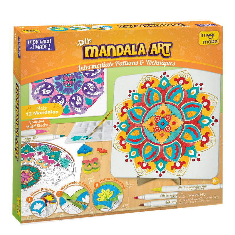 Imagimake Mandala Art Kit for Girls 9-12 | Coloring & Painting Art Kit Set with Water Brush Pen & Stamps | Crafts & Gifts for Kids Age 10-12