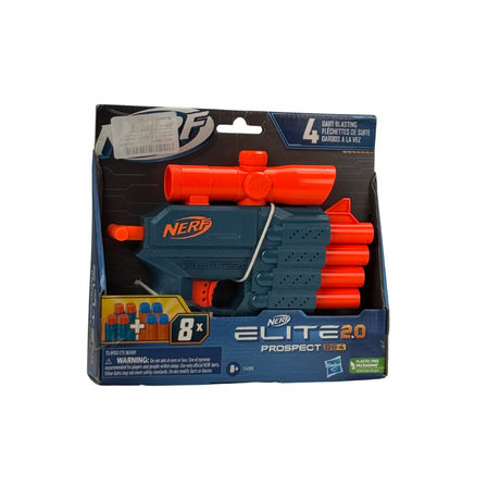 Nerf Elite 2.0 Prospect QS-4 Blaster, 8 Official Elite Darts, 4-Dart Blasting, Nonremovable Targeting Scope, Multicolor