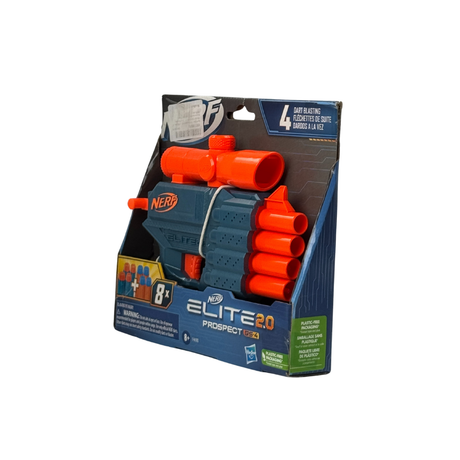 Nerf Elite 2.0 Prospect QS-4 Blaster, 8 Official Elite Darts, 4-Dart Blasting, Nonremovable Targeting Scope, Multicolor