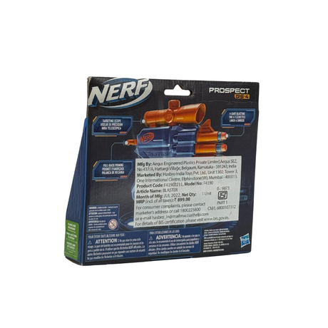 Nerf Elite 2.0 Prospect QS-4 Blaster, 8 Official Elite Darts, 4-Dart Blasting, Nonremovable Targeting Scope, Multicolor