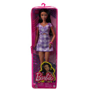 Barbie Mattel Doll,Kids Toys,Fashionistas,Wavy Black Hair&Tall Body Type,Gingham Cut-Out Dress,Clothes&Accessories,HJR98