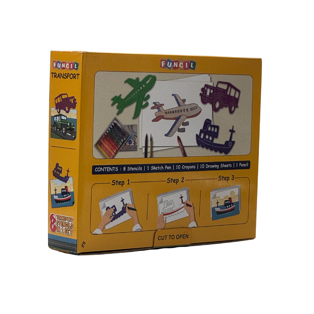 Zephyr FUNCIL – Transport Set (8), Drawing and Coloring kit, Travel Toys, for Kids 5+, Sketching kit,Return Gifts