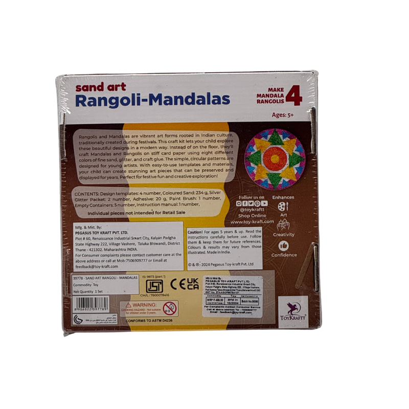 Toykraft Sand Art Kit Rangoli Mandala, Sand Art Activity Kit For Kids, Art And Craft, Gift Item For 6 Year Olds (Pack Of 1) – Multicolor