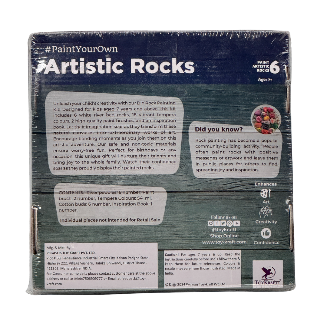 ToyKraft Rock Painting Art N Craft, Stone Rock Painting Kit, Pebbles for Painting Kit for Kids, Gifts for Kids 7+ Years Old – Artistic Rock Painting