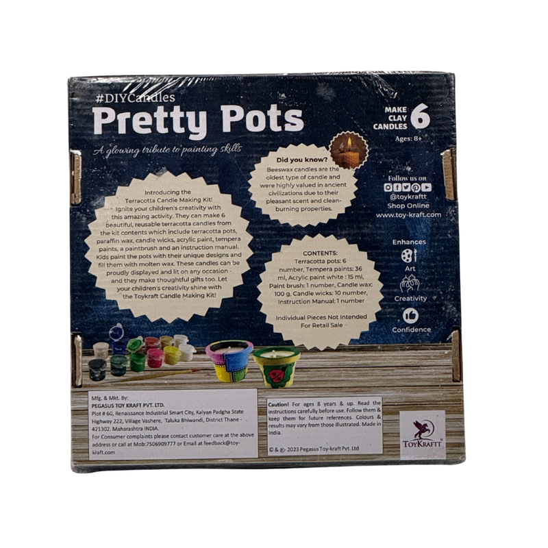 ToyKraft Pot Painting Candle Making Art and Craft kit, DIY Kit for Age 8 to 12 – Candles from Pretty Pots