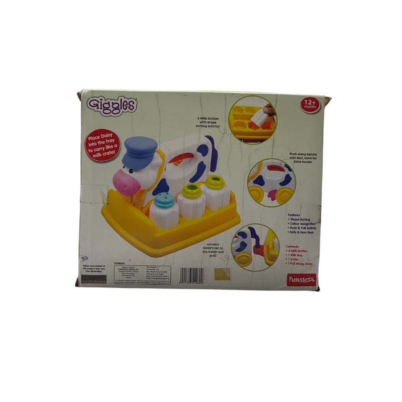Giggles – Dairy Daisy, Shape Sorting Pull Along Toy, Features Shapes, Rattling Sound, Colours, 6 Months & Above, Infant and Preschool Toys