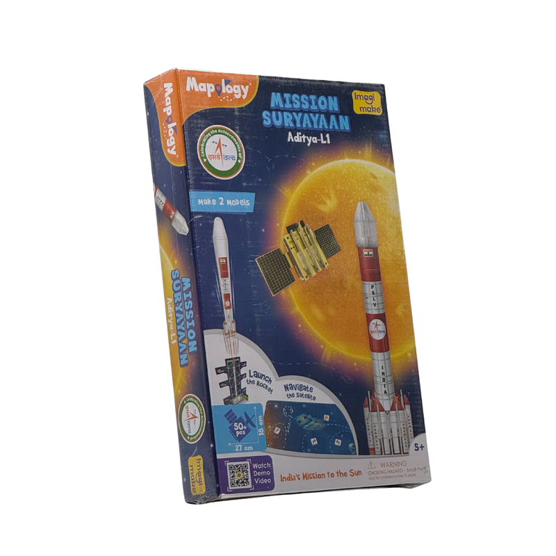 Imagimake Mapology ISRO Space Toys Mission Suryayaan Aditya L1 | Rocket Model & Satellite | Educational Toys for 5+ Years | 3D Puzzles With Rocket Launcher