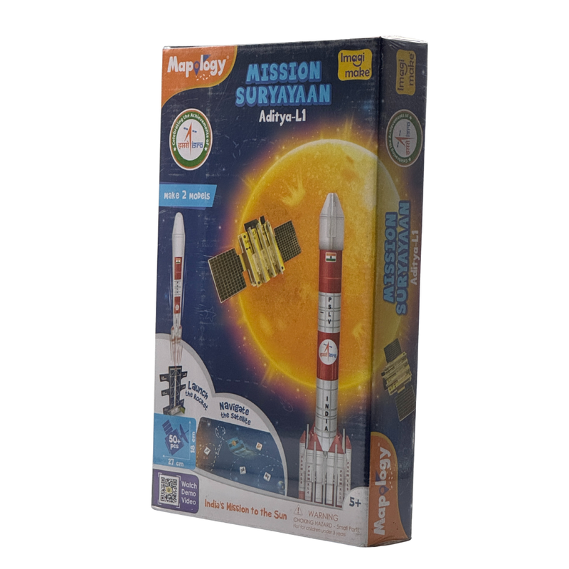 Imagimake Mapology ISRO Space Toys Mission Suryayaan Aditya L1 | Rocket Model & Satellite | Educational Toys for 5+ Years | 3D Puzzles With Rocket Launcher
