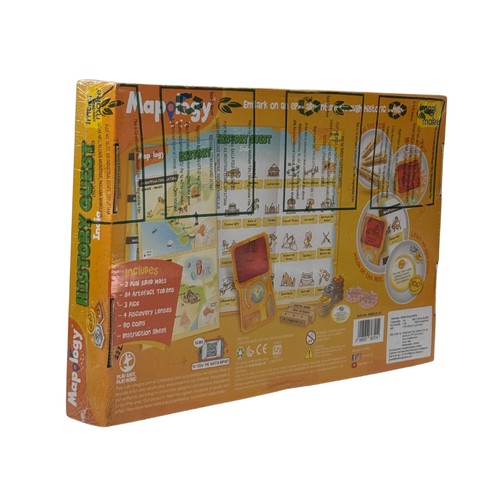 Imagimake Mapology History Quest – India |Historical Board Game |Explore 8 ERAS of Indian History with Discovery Lenses, Artefact Tokens, Ancient Dice |Educational Toy |Birthday Gift for Girls & Boys