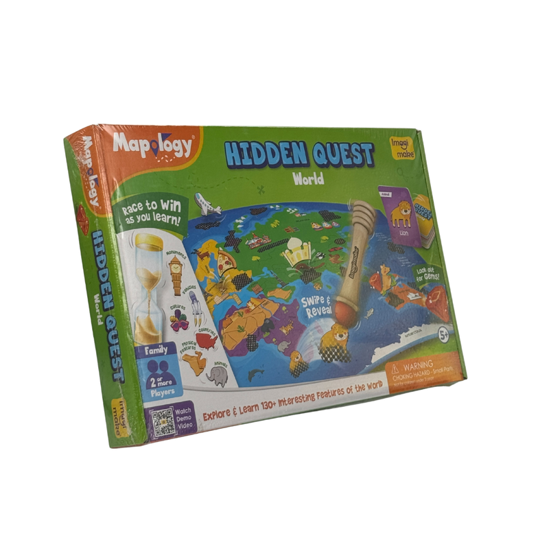 Imagimake Mapology Hidden Quest World Map Board Games for Kids | Magical Swipe & Reveal | Educational Toys for Kids 5 Years | Kids Toys for Boys & Girls | Card Games | Birthday Gift for Girls & Boys
