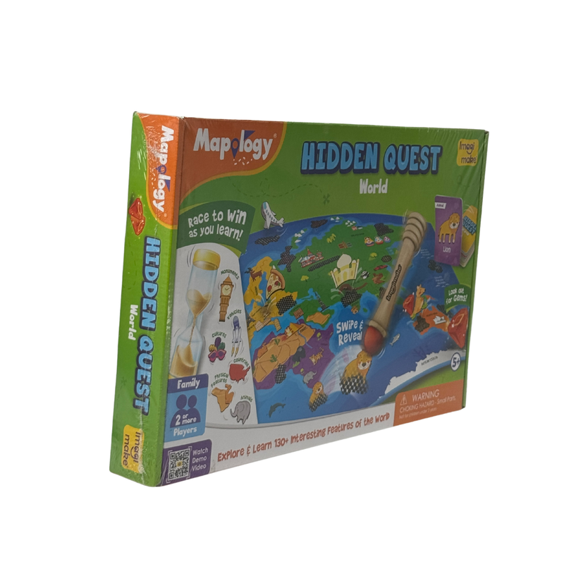 Imagimake Mapology Hidden Quest World Map Board Games for Kids | Magical Swipe & Reveal | Educational Toys for Kids 5 Years | Kids Toys for Boys & Girls | Card Games | Birthday Gift for Girls & Boys