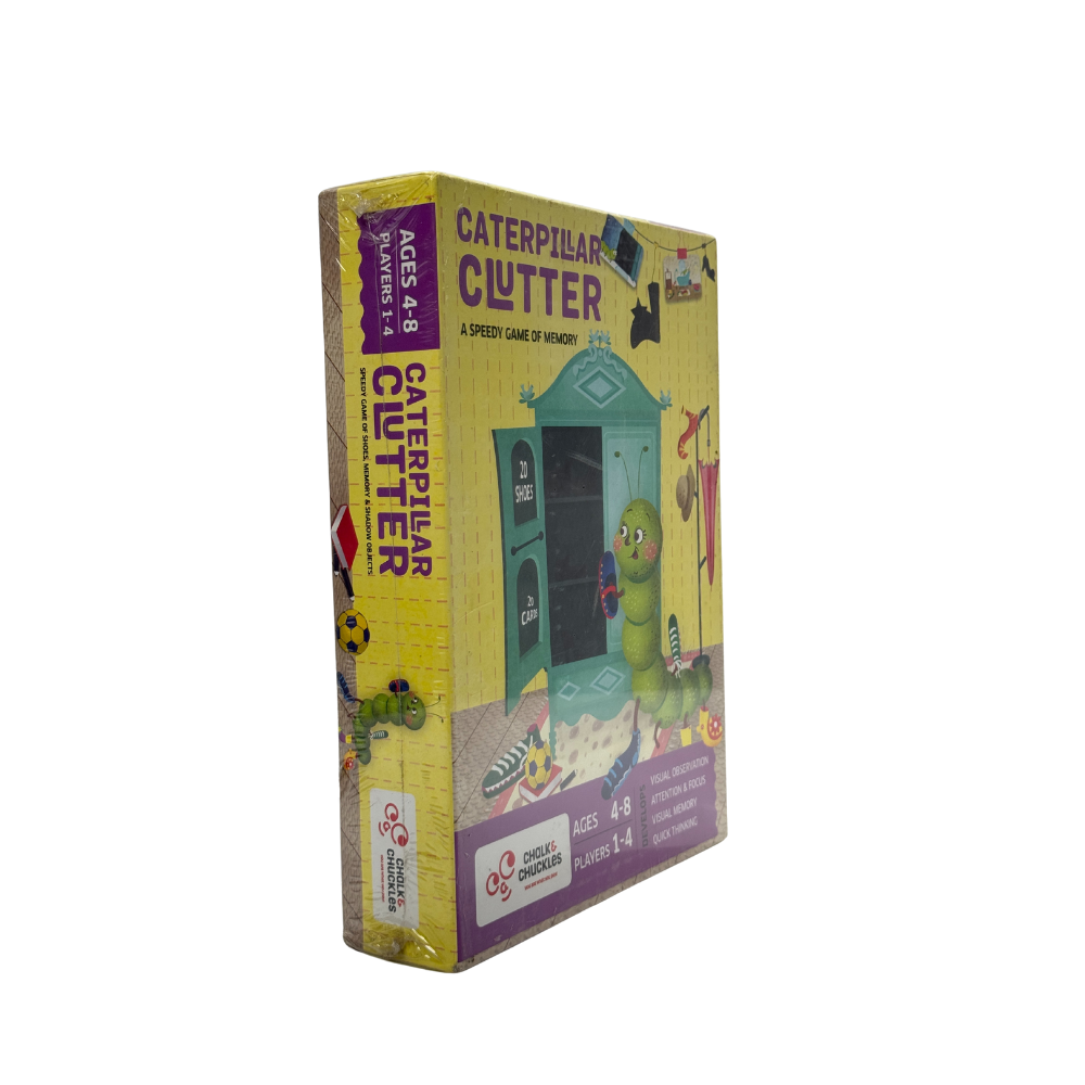 Chalk and Chuckles Caterpillar Clutter, Memory Matching Card Game, Age 3-6 Years Old Boys and Girls, Educational Gifts for Kids