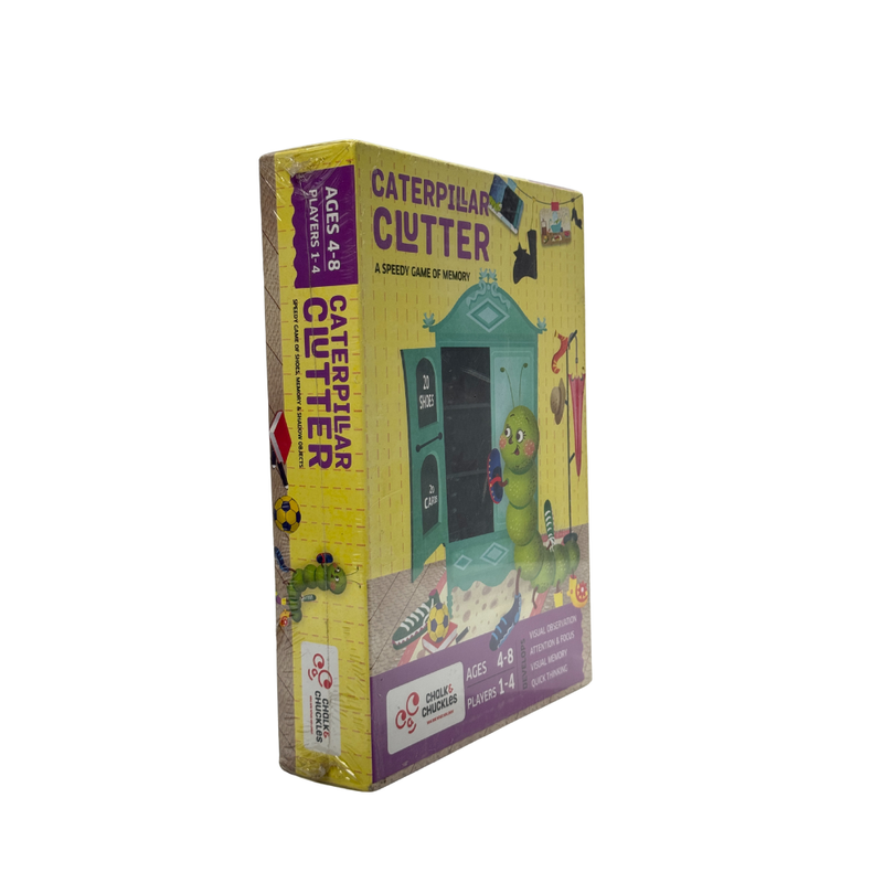 Chalk and Chuckles Caterpillar Clutter, Memory Matching Card Game, Age 3-6 Years Old Boys and Girls, Educational Gifts for Kids