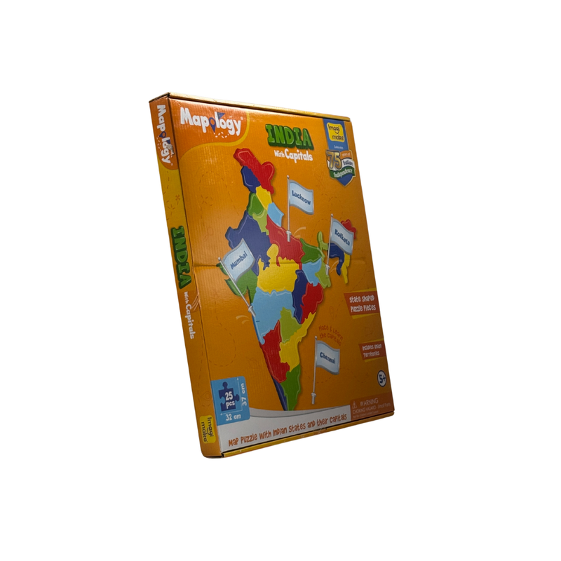 Imagimake Mapology India with State Capitals – Educational Toy and Learning Aid for Boys and Girls – India Map Puzzle – Jigsaw Puzzle, 25 Pieces, Kids