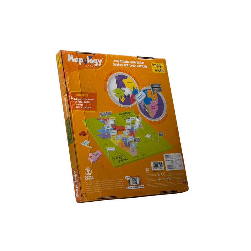 Imagimake Mapology India with State Capitals – Educational Toy and Learning Aid for Boys and Girls – India Map Puzzle – Jigsaw Puzzle, 25 Pieces, Kids
