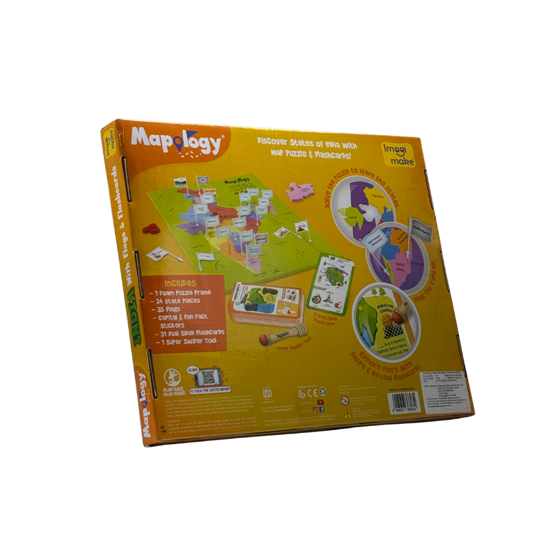 Imagimake Mapology India Map with Flash Card| Swipe & Reveal Card Game | Educational Toys for Kids 7+ Years | Kids Learning Toys | Puzzle Game for Kids 7 to 10 Years | Best Birthday Gift for Kids