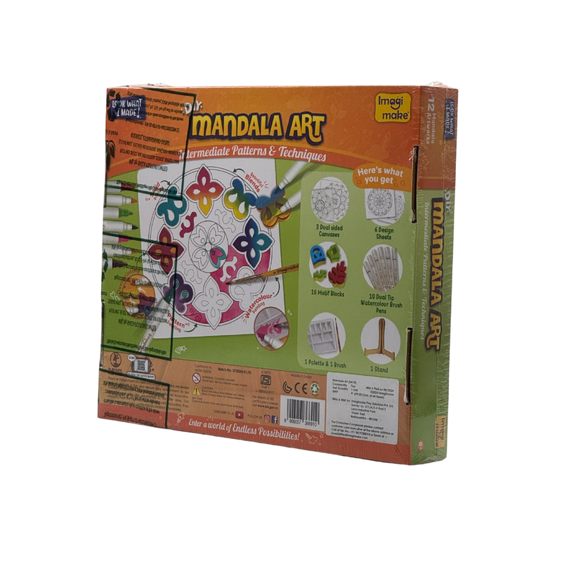 Imagimake Mandala Art Kit for Girls 9-12 | Coloring & Painting Art Kit Set with Water Brush Pen & Stamps | Crafts & Gifts for Kids Age 10-12