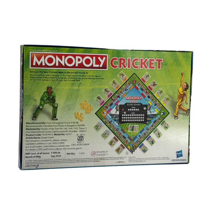 Monopoly Cricket Board Game | Cricket-Themed Monopoly Board Game for Families and Kids | for Ages 8+ | for 2 to 6 Players | Birthday Gift for Kids & Families