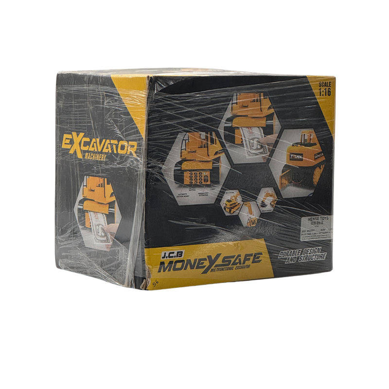 JCB Piggy Bank – Robotic Coin Munching Toy Money Box Coin Bank | Electronic Piggy Bank Excavator with Password Or Fingerprint Lock Toy Coin Bank (Multicolor)