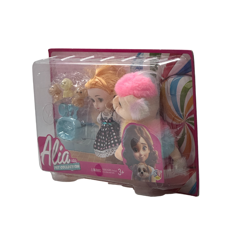 Alia Pet Collection Doll Set | Alia Doll and Cute Pet Dogs with one Larger Dog | Pretend Playset Suitable for 3+ Years