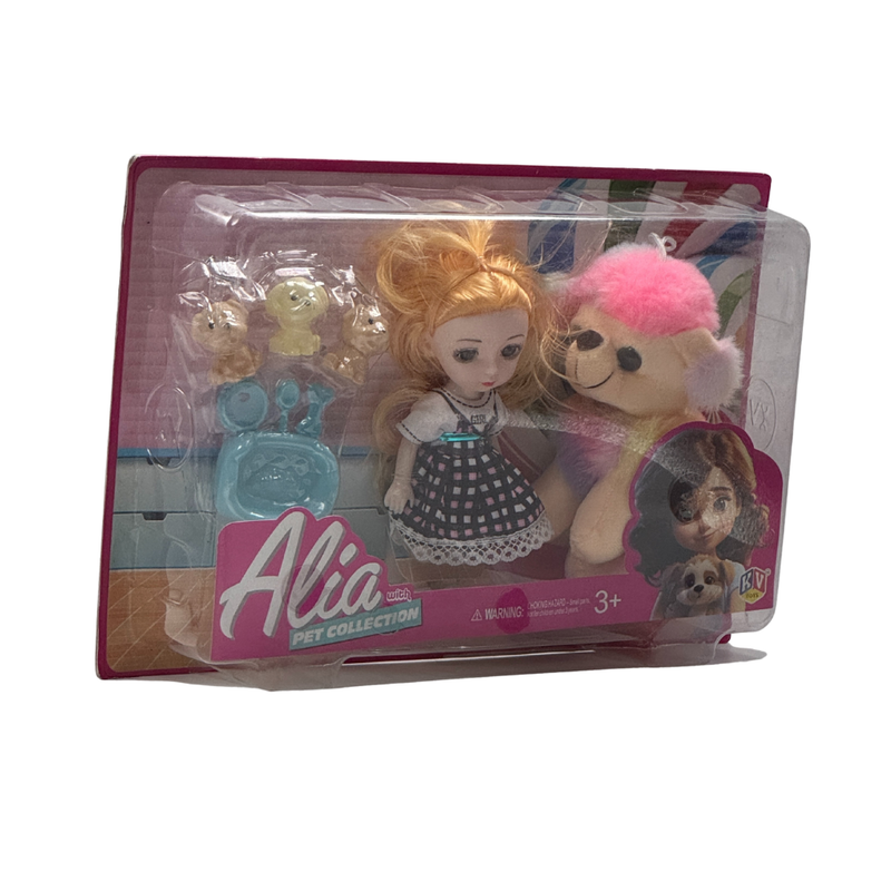 Alia Pet Collection Doll Set | Alia Doll and Cute Pet Dogs with one Larger Dog | Pretend Playset Suitable for 3+ Years