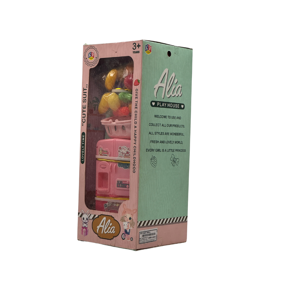 Alia Vegetable Playhouse Doll Set (Large) | Beautiful Large 31 Cm Doll with Vegetables and Refrigerator Non-Toxic | Perfect for Pretend Play | Suitable for 3+ Years