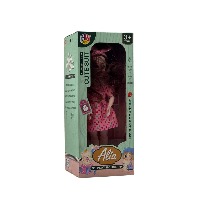Alia Vegetable Playhouse Doll Set (Large) | Beautiful Large 31 Cm Doll with Vegetables and Refrigerator Non-Toxic | Perfect for Pretend Play | Suitable for 3+ Years