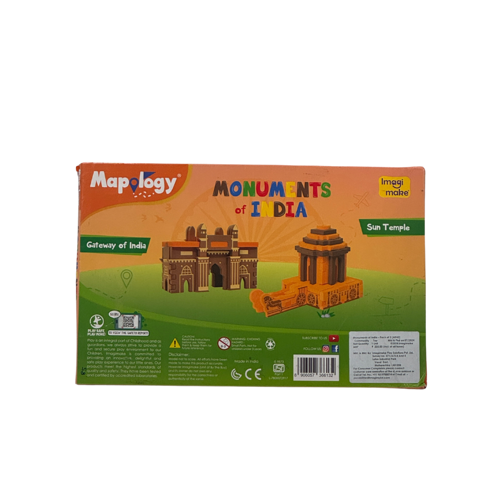 Imagimake Kids Boys&Girl’S Mapology Monuments Of India, Construction Blocks For Above 5 Years, Multicolor, 2 Pcs