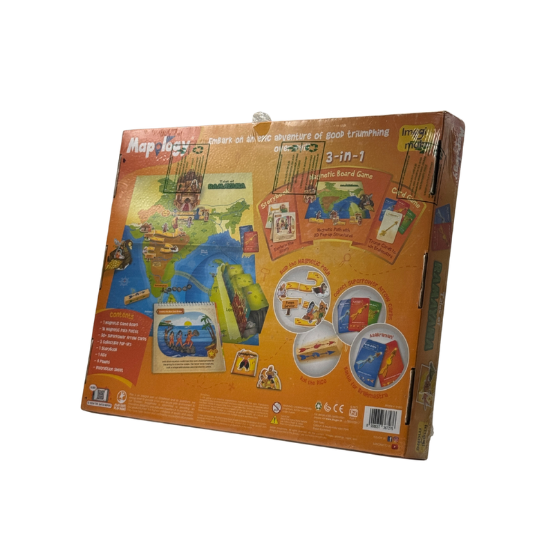 Imagimake Mapology Tales of Ramayana | 3-in-1 Fun Family Board Game | Magnetic Path Puzzle | Ramayana Storybook | Trump Cards| Gifts for Kids Age 8,9,10,11,12