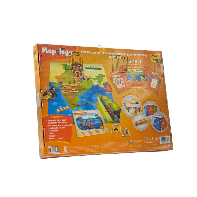 Imagimake Mapology Tales of Ramayana | 3-in-1 Fun Family Board Game | Magnetic Path Puzzle | Ramayana Storybook | Trump Cards| Gifts for Kids Age 8,9,10,11,12