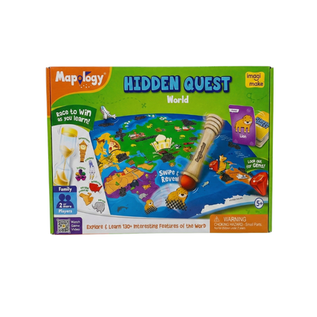 Imagimake Mapology Hidden Quest World Map Board Games for Kids | Magical Swipe & Reveal | Educational Toys for Kids 5 Years | Kids Toys for Boys & Girls | Card Games | Birthday Gift for Girls & Boys