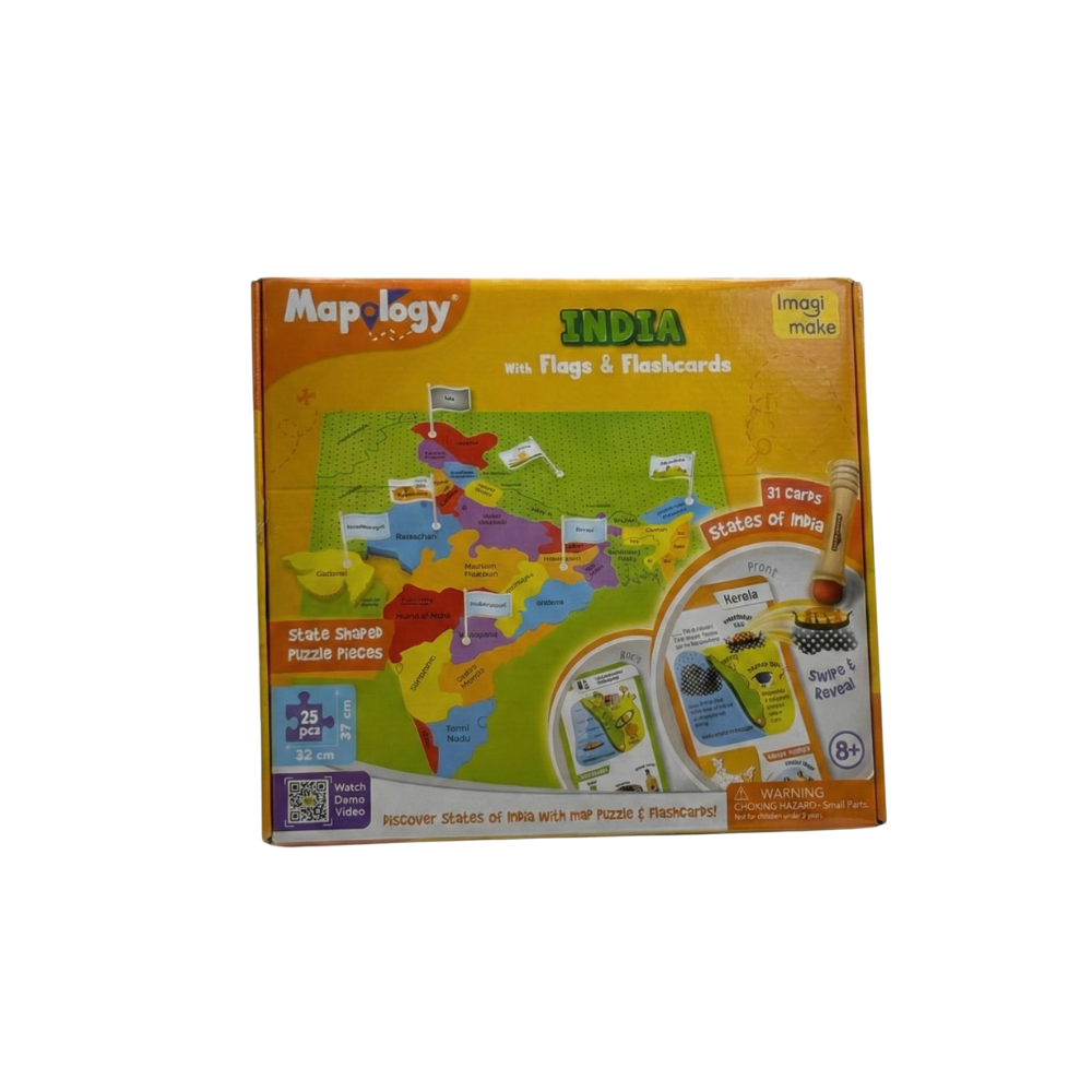 Imagimake Mapology India Map with Flash Card| Swipe & Reveal Card Game | Educational Toys for Kids 7+ Years | Kids Learning Toys | Puzzle Game for Kids 7 to 10 Years | Best Birthday Gift for Kids