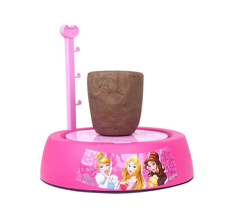 Disney Princess Theme Pottery Wheel Kit Complete Fairy Tale Clay Art & Crafts Set with 800g Clay, 6 Acrylic Paints, Sculpting Tools & Music Creative DIY Pottery Studio for Girls 8+ Years