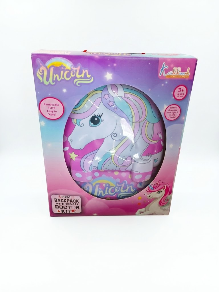 Kriiddaank Unicorn 2-in-1 Backpack Doctor Kit for Kids | Pretend Play Medical Set with Light & Sound Effects | Educational Toy for Boys & Girls Age 3+ (Multicolor)