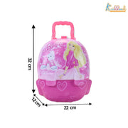 Kriiddaank Barbie Backpack Kitchen Set with Lights and Music 21 Piece Portable Pink Pretend Play Chef Toy with 12 Accessories for Girls Age 3+, Realistic Role Play & Easy Storage|Birthday Gift