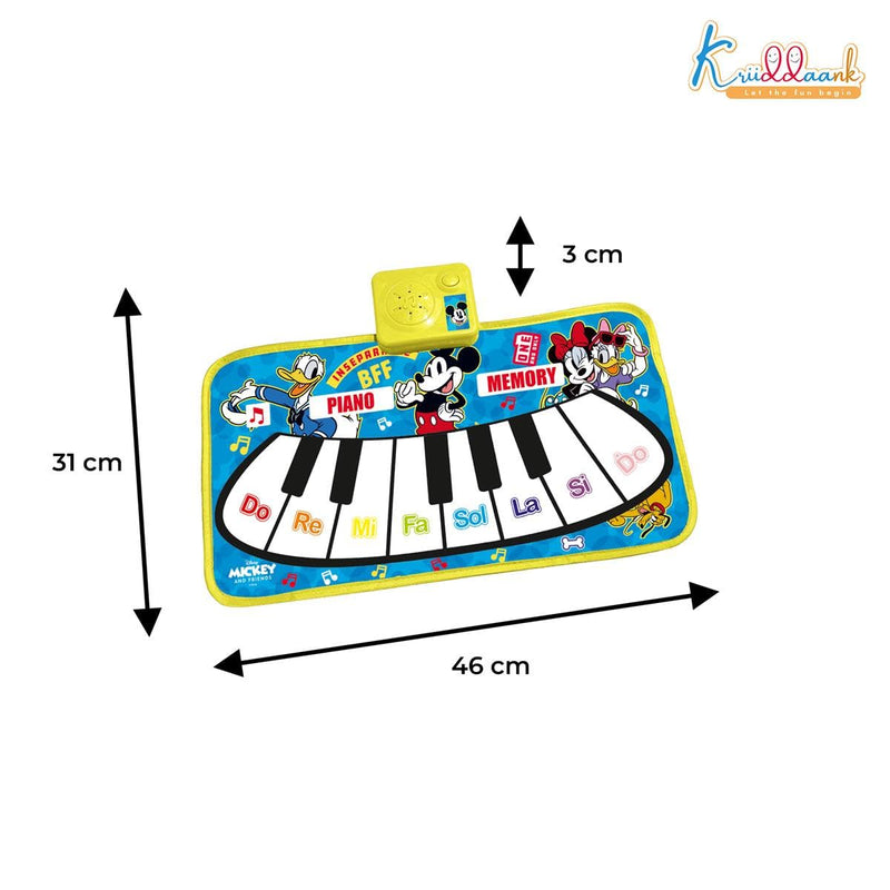 Kriiddaank Disney Mickey Mouse Piano Interactive Musical Floor Mat with 8 Piano Keys & 3 Function Keys, Portable Educational Learning Toy|Birthday Gift for Toddlers and Kids Ages 3+