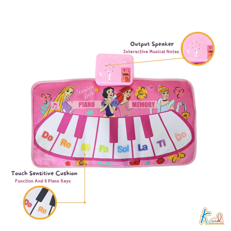Kriiddaank Princess Portable Piano Music Mat for Kids | 8 Keys & Interactive Sounds Roll Up Floor Mat | Educational Musical Toy|Birthday Gift for Girls 3+ Years | Lightweight & Foldable Playmat