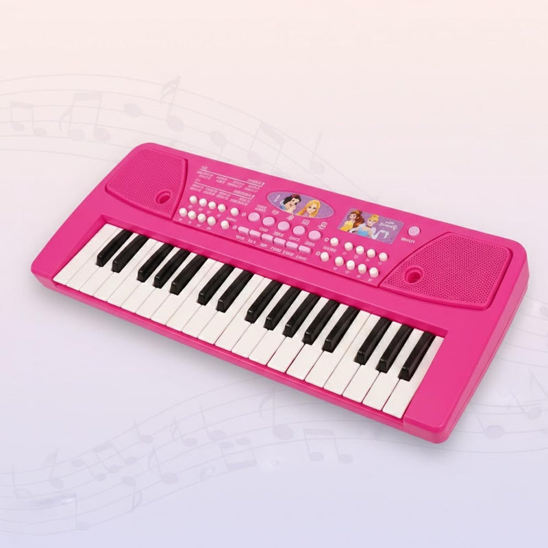 Princess Keyboard Piano for Girls 37 Keys Musical instrument with Microphone, 8 Rhythms, 8 Tones & USB/Battery Power, Educational Learning Toy Birthday Gift for Kids Aged 3+ Years Pink