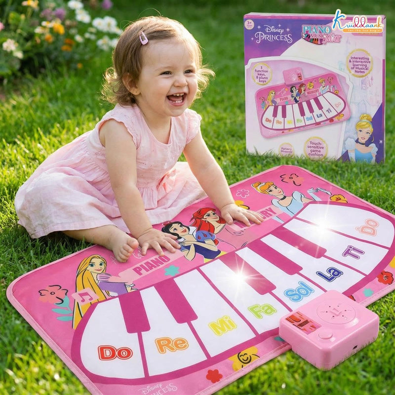 Kriiddaank Princess Portable Piano Music Mat for Kids | 8 Keys & Interactive Sounds Roll Up Floor Mat | Educational Musical Toy|Birthday Gift for Girls 3+ Years | Lightweight & Foldable Playmat