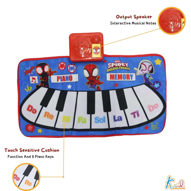 Kriiddaank Floor Piano Mat for Kids & Toddlers | Baby Playing Mat with Music 11 Keys | Musical Toy Gift for Boys & Girls Age for 1 6 | Engaging Keyboard for Toddlers (Spider Man)
