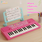 Princess Keyboard Piano for Girls 37 Keys Musical instrument with Microphone, 8 Rhythms, 8 Tones & USB/Battery Power, Educational Learning Toy Birthday Gift for Kids Aged 3+ Years Pink