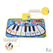 Kriiddaank Disney Mickey Mouse Piano Interactive Musical Floor Mat with 8 Piano Keys & 3 Function Keys, Portable Educational Learning Toy|Birthday Gift for Toddlers and Kids Ages 3+