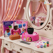 Disney Princess Theme Pottery Wheel Kit Complete Fairy Tale Clay Art & Crafts Set with 800g Clay, 6 Acrylic Paints, Sculpting Tools & Music Creative DIY Pottery Studio for Girls 8+ Years