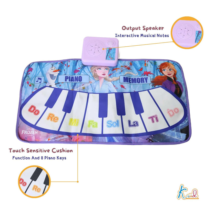 Frozen Theme Piano Music Mat Step On Floor Piano with Elsa & Anna, Touch Sensitive Musical Dance Mat for Kids Ages 3+, 8 Piano Keys & 3 Functions, Educational & Fun Toy for Girls & Boys
