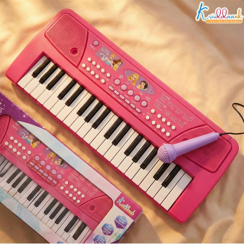 Princess Keyboard Piano for Girls 37 Keys Musical instrument with Microphone, 8 Rhythms, 8 Tones & USB/Battery Power, Educational Learning Toy Birthday Gift for Kids Aged 3+ Years Pink