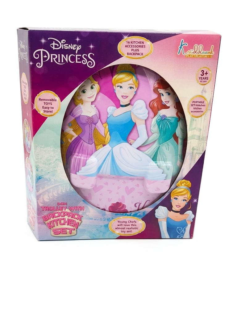 Kriiddaank Disney Princess 2-in-1 Backpack Kitchen Set for Kids | Pretend Play Educational Toy with Kitchen Accessories | Fun Learning Toy for Boys & Girls Age 3+ (Multicolor)