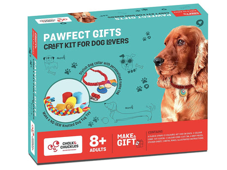 Chalk & Chuckles Dog Tug Toy & Collar, DIY Art and Craft Kit for Kids, Mess Free, No Sew Activity, Creative Gifts for Girls & Boys Age 8 9 10 11 12+ to Adults