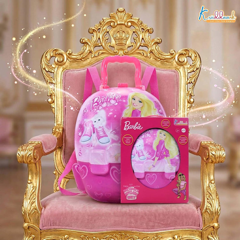 Kriiddaank Barbie Backpack Kitchen Set with Lights and Music 21 Piece Portable Pink Pretend Play Chef Toy with 12 Accessories for Girls Age 3+, Realistic Role Play & Easy Storage|Birthday Gift